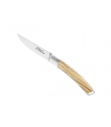 Le Thiers 1796 Couteau Nature,  lame mate à cran (en bout de manche) acier 14C28N, mitre inox mate, manche 11,5 cm olivier