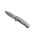 Lionsteel rok.g Couteau, lame acier M390 Bohler satiné avec « flipper », manche monobloc SOLID® 11 cm titanium 6AL4V gris