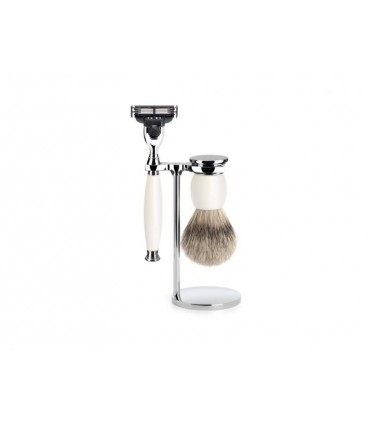 Mühle s93p84m3 Set de rasage MUHLE « SOPHIST », 3 pièces, manche du rasoir et monture du blaireau porcelaine