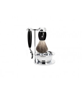 Mühle s81m336sm3 Set de rasage MUHLE « VIVO », 4 pièces, manche du rasoir et monture du blaireau résine noir