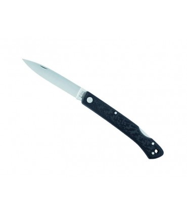 Fox Production 573cf Couteau Gentleman,  lame acier 440 satiné à cran, manche 10 cm fibre de carbone, étui cuir.