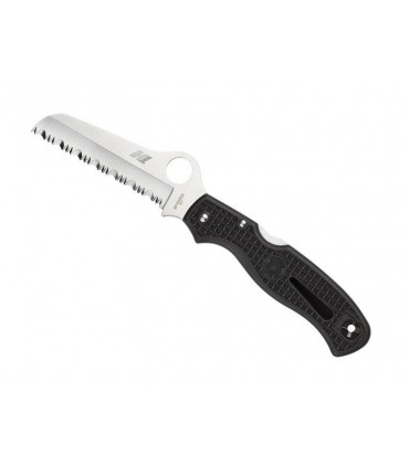 Spyderco c89sbk Couteau Atlantic salt, lame style pied de mouton à dents acier H-1 à cran, manche 11,5 cm nyl/fib de verre noir