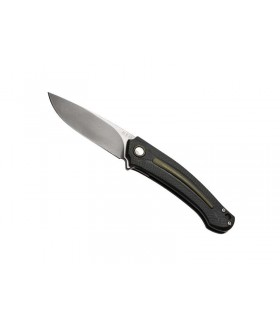 MKM mk.fx01mggr Couteau Arvenis, lame acier M390 Bohler finition « stonewashed » avec « flipper », manche 12 cm G10 noir