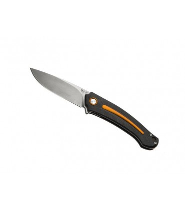 MKM mk.fx01mgor Couteau Arvenis, lame acier M390 Bohler finition « stonewashed » avec « flipper », manche 12 cm G10 noir