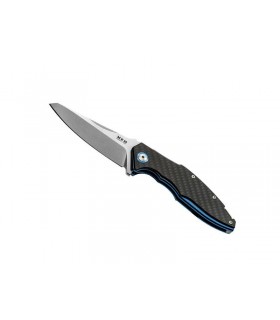 MKM mk.vp01cb Couteau rau,  lame acier M390 Bohler finition « stonewashed », manche 12 cm titanium 6AL4V bleu