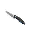 MKM mk.vp01cb Couteau rau,  lame acier M390 Bohler finition « stonewashed », manche 12 cm titanium 6AL4V bleu