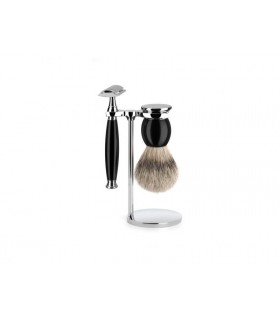 Mühle s93k44sr Set de rasage MUHLE SOPHIST, 3 pièces, manche du rasoir et monture du blaireau résine noir