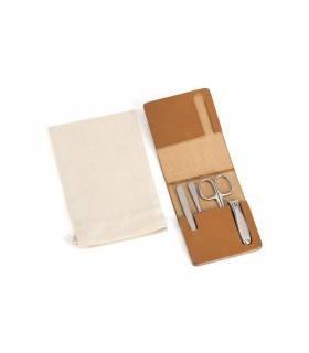 Mühle mcs1 Trousse manucure,1 cpe-ongle,  1 paire cx  ongle 1 pce à épiler 1 lime à ongle inox 1 étui cuir de vachette camel