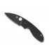 Spyderco c216gpsbbk Couteau efficient, lame noire semi-dentée acier 8Cr13MoV, profil plat, manche 10,5 cm G10 noir