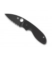 Spyderco c216gpsbbk Couteau efficient, lame noire semi-dentée acier 8Cr13MoV, profil plat, manche 10,5 cm G10 noir