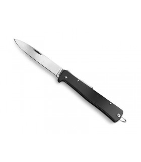 Otter 10436 Couteau, lame acier carbone XC75 avec cran au dos, manche 11 cm métal noir