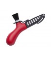 Dovo 12206 Couteau, lame inox 6 cm, manche synthétique rouge avec brosse en crin de cheval