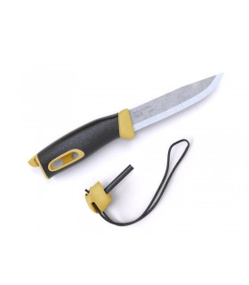 Morakniv 13573 Poignard , lame 10,5 cm inox, manche gomme noir/jaune sable
