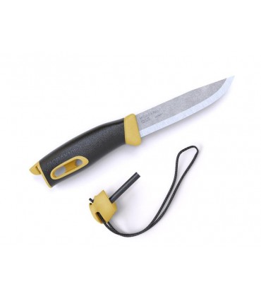 Morakniv 13573 Poignard , lame 10,5 cm inox, manche gomme noir/jaune sable