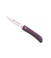 Maserin 163.mr Couteau, lame acier D2 finition « stonewashed » à cran, manche 10,5 cm micarta rouge/violet