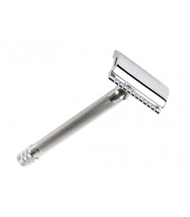 Merkur Solingen 24.001 Rasoir de sécurité MERKUR, peigne fermé, manche extra-long, métal chromé, vis courte.