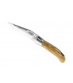 G.David 2502 Couteau, lame acier 12C27 à cran, manche 12 cm olivier, mitre inox mat