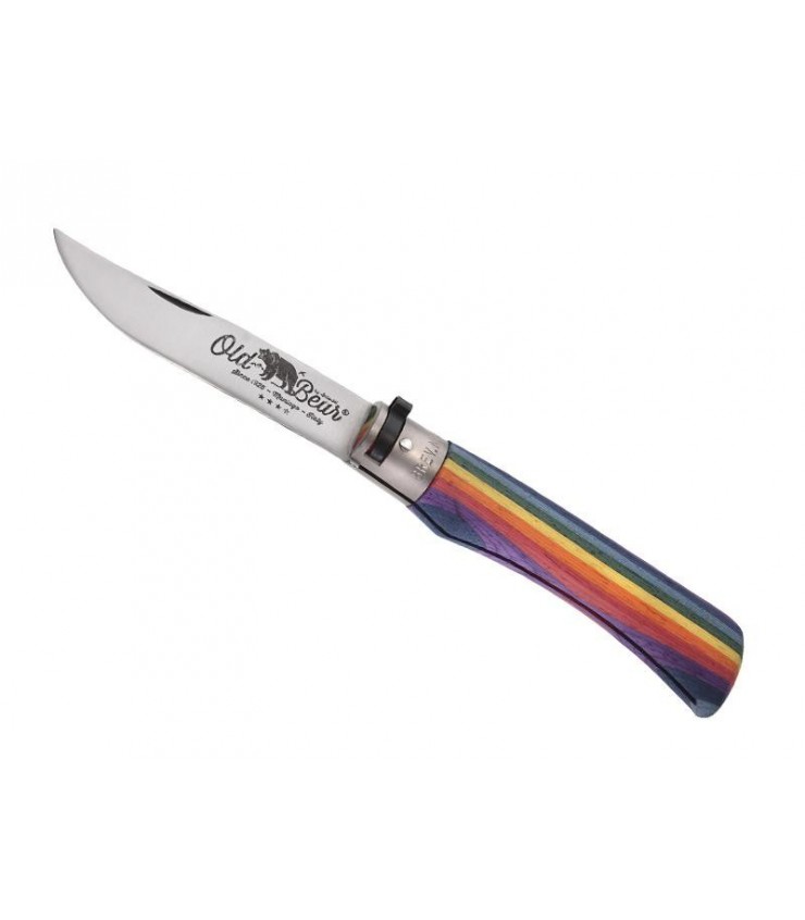 Serpette Fermante Old Bear - Lame Acier 420, Manche Noyer 12 Cm, Virole Laiton Sécurité