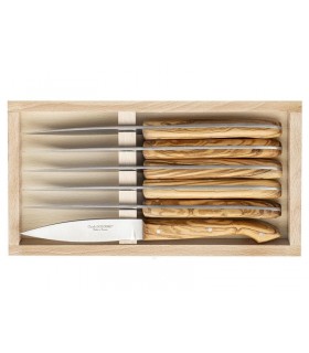 Cdozorme 3239 Coffret 6 couteaux steak « LE CAPUCIN » par C. DOZORME, 23 cm inox, manche olivier.