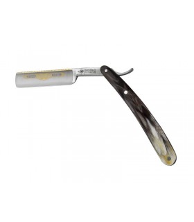 Dovo 4.5850 lame acier carbone (convenant pour tout type de barbe, à essuyer après usage), manche corne