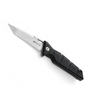 Maserin 420.g10n Couteau, lame forme tanto acier D2 finition stonewashed avec flipper, manche 13 cm et entretoise G10 noir