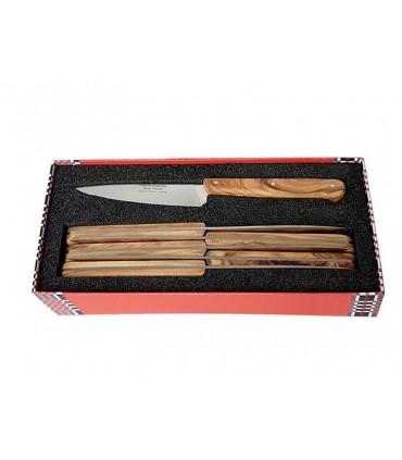 Le Thiers 558.6 Coffret 6 office  20 cm en acier 14C28N, manche bois olivier