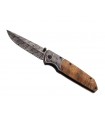 Herbertz 584912 Couteau, lame décorée acier 420 à cran intérieur et à bouton,  manche 12 cm bois racine