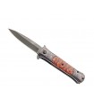 Herbertz 590812 Couteau,  lame noire acier 420 « flipper » et cran int,  manche 11,5 cm inox décoré avec insert façon bois