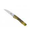 Salamandra 64251 Couteau,  lame acier inox N690Co à cran, manche 10 cm bois  racine stabilisée et striée,