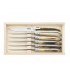 G.David 888.23 Coffret 6 couteaux table Laguiole G. DAVID, 23 cm, inox, manche façon corne blonde, mitre inox brillant