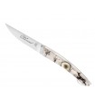 Le Thiers 8913.ce Couteau, lame acier X50CrMoV15 brillante,  plein manche 12 cm avec incl. bois de cerf & motif cerf
