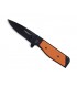 Marttiini 970240 Couteau, lame noire acier 8Cr13MoV avec « flipper » et cran intérieur, manche 10 cm G10 orange