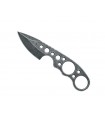 Black Fox bf.734  « SKELERGO » Couteau, tout acier 440C finition « blackwash », lame 7 cm, manche à trous, étui kydex®