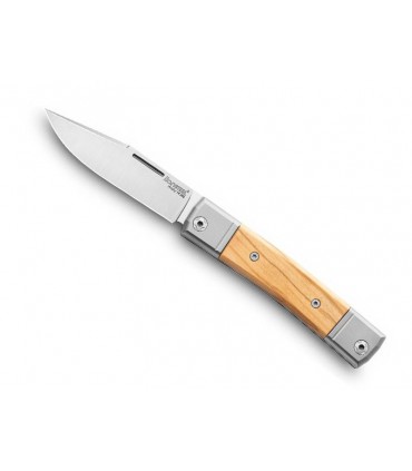 Lionsteel bm1.ul Couteau, lame acier M390 Bohler satiné à cran slip joint, manche  12,5 cm bois plaquettes olivier