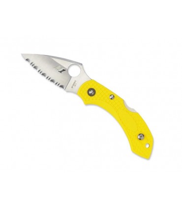 Spyderco c28syl2 Couteau, lame à dents acier H-1 à cran, manche  8 cm nylon/fibre de verre jaune