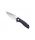 Civivi c801c Couteau, lame acier 9Cr18MoV satiné , flipper, manche 11,5 cm acier inox bleu avec plaq. et entret. G10 noir