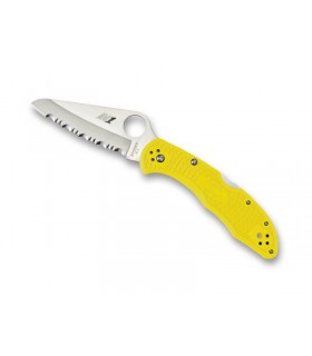 Spyderco c88syl2 Couteau, lame à dents acier H-1 à cran, manche 10 cm nylon/fibre de verre jaune