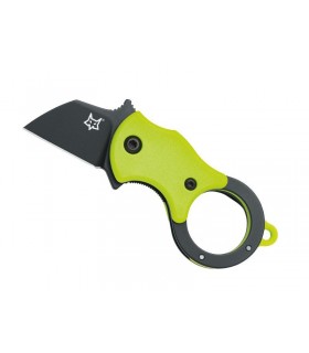 Fox Production fx.536gb Couteau, lame noire forme tanto acier 1.4116, manche  3,5 cm nylon vert fluo avec anneau