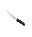 Victorinox 5.6503.15d Couteau désosser, lame inox 15 cm, dos renversé, man bi-mat. noyau polypro. rouge grip en elast. noir