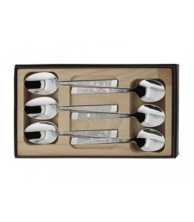 Le Thiers 10106.cc Coffret 6 cuillers à café  15 cm microbillage sélectif décor natura