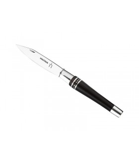 Nontron 87409  couteau n° 25, lame acier T12 inox, manche boule 11.5 cm ébène /aluminium, finition brillante