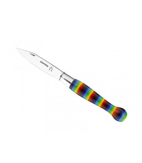 Nontron 87411 couteau n° 25, lame acier T12 inox, manche boule 12 cm acrylique multicolore, finition brillante