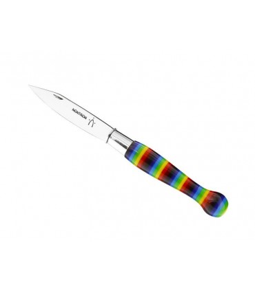 Nontron 87411 couteau n° 25, lame acier T12 inox, manche boule 12 cm acrylique multicolore, finition brillante