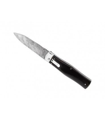 Mikov 241dr Couteau Prédator, lame damas inox, manche 12 cm corne de buffle