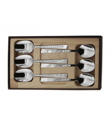 Roger Orfèvre 10107.cc Coffret 6 cuillers a café, 15 cm, tout inox, manches réalisés par microbillage sélectif