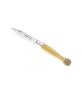 Nontron 87403 couteau n° 25, lame acier T12 inox, manche boule 12 cm marqueterie buis/noyer,
