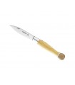 Nontron 87403 couteau n° 25, lame acier T12 inox, manche boule 12 cm marqueterie buis/noyer,