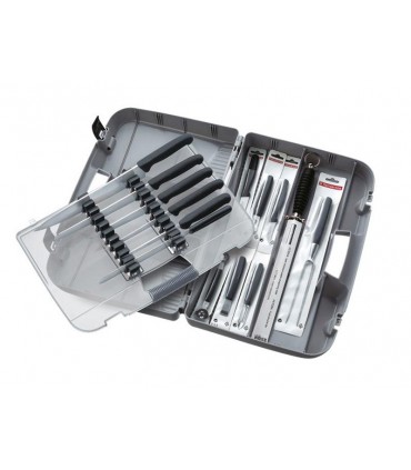 Victorinox 5.4903 Valise cuisinier grise (46 x 31 cm), contient un assortiment de 14 couteaux/outils manche noir