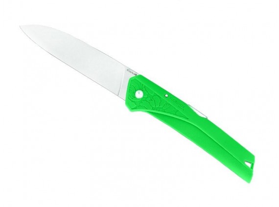 Florinox  kiana.v Couteau  lame  acier x35cr16N manche 11 cm   polyamide chargé en fibre de verre motif "mer" vert