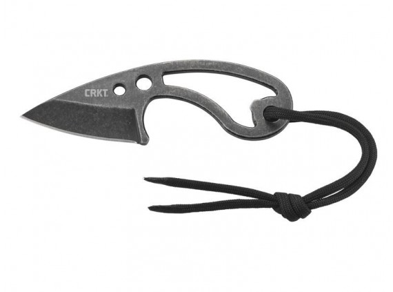 crkt 2716.cr Couteau  lame   tout acier 8Cr13MoV ,  manche 5,5 cm  squelette avec décapsuleur et cordon noir gris